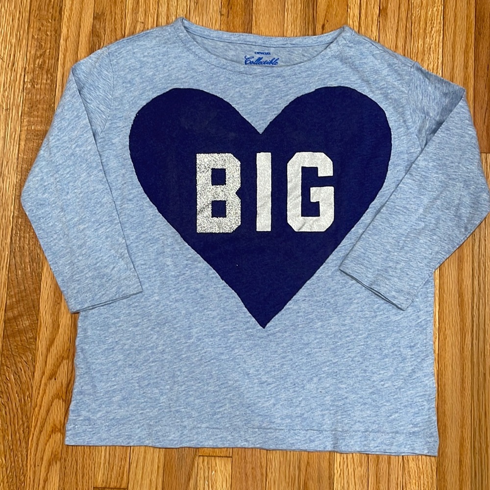 J CREW Girls BIG Heart 3/4 Sleeve Tee NWOT